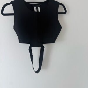 BCBGMaxAzria Black Cutout Strap Crop Top